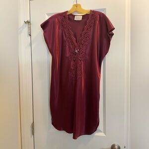 Burgundy with Lace Nightgown